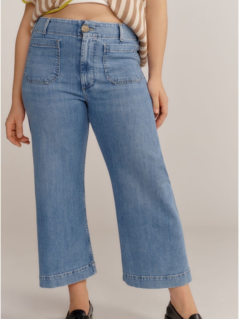 Anthropologie Maeve Colette Crop Wide Leg Jeans Regenerative Cotton Sz 32 NEW